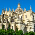 EU ESP CAL SEG Segovia 2017JUL31 Catedral 002  Building commenced in the 1525 with the cathedral measuring  105 metres ( 344 feet ) by 50 metres ( 164 feet ), stands 33 metres ( 108 feet ) high at the main nave and was consecrated in 1768. : 2017, 2017 - EurAisa, Castile and León, Catedral de Segovia, DAY, Europe, July, Monday, Segovia, Southern Europe, Spain